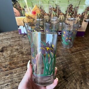 Vintage glassware set of 9 with original box, Verres Honolulu